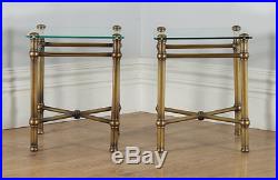 Antique Pair Art Deco Style Brass Glass Occasional Lamp Coffee Side Sofa Tables
