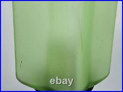Antique Pat. 1932 Green Uranium Art Glass Shade Bronze Base Boudoir Table Lamp
