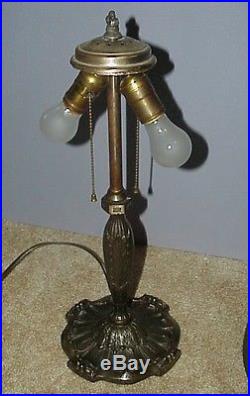 Antique Pittsburgh Arts & Crafts Reverse Painted Art Glass Handel Era Lamp NR
