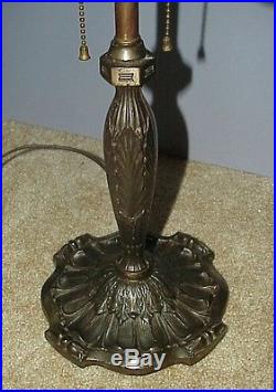 Antique Pittsburgh Arts & Crafts Reverse Painted Art Glass Handel Era Lamp NR