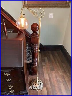 Antique Professionally Restored Art Deco Bridge Arm Floor Lamp withglass shade