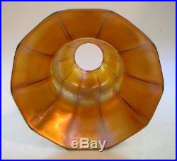 Antique Quezal Iridescent Gold Art Glass Single 6-7/8 Lamp Shade