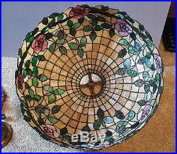 Antique R. Williamson Leaded Slag Art Glass Floral Lamp Handel Tiffany Era
