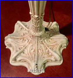 Antique Royal Art Glass Co. Blue Slag Art Nouveau Arts & Crafts Glass Lamp