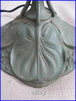 Antique Signed Bradley & Hubbard 471 Lily Pad Arts & Crafts Slag Glass Lamp Base