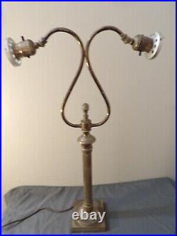 Antique Silver Plate Double arm Student lamp24 12 Handel era for Art Glass
