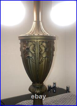 Antique Slag Glass Dogwood Art Nouveau Lamp Signed MILLER