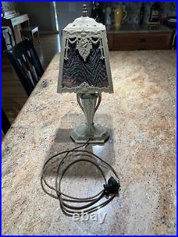 Antique Slag Glass Lamp Nouveau Arts & Crafts