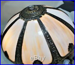 Antique Slag Glass Lamp Shade 8 Panel Large Victorian, Arts & Crafts Nouveau