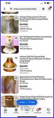 Antique Steuben Loetz Or Quezal Iridescent Art Glass Sconce Lamp Shade