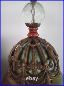 Antique Steuben Pair lamp Shades No base Art Glass 3.25 fitter 13h Aurene