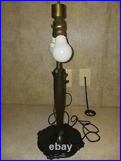 Antique Table Lamp Empire Lamp Co Chicago Morning Glories 8 Panel Slag Glass 17