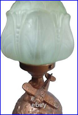 Antique Table Lamp Will Rogers Wiley Post Aviation Commemorative Globe Airplane