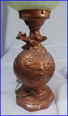 Antique Table Lamp Will Rogers Wiley Post Aviation Commemorative Globe Airplane