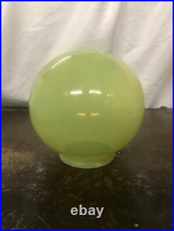 Antique Uranium Glass Globe Shade Vaseline Glass Shade Art Deco 3 1/4 Fitter