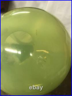Antique Uranium Glass Globe Shade Vaseline Glass Shade Art Deco 3 1/4 Fitter