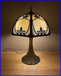 Antique Urn Carmel Slag Glass Table Lamp