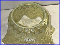 Antique Vaseline Opalescent Victorian Oil Lamp Shade 4 Fitter Art Glass Gas