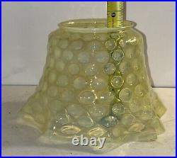 Antique Vaseline Opalescent Victorian Oil Lamp Shade 4 Fitter Art Glass Gas