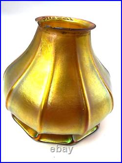 Antique Very Rare Shape Lamp Co & Quezal Art Glass Desk Lamp c1910s