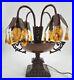 Antique Victorian Art Nouveau Deco Amber Glass Epergne Centerpiece Table Lamp