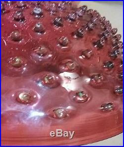 Antique Victorian Cranberry Swirl Hobnail Hanging Art Glass Lamp Shade Fenton