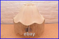 Antique Victorian French Cream Lamp Shade Art Nouveau W Glass Beaded Fringe VTG
