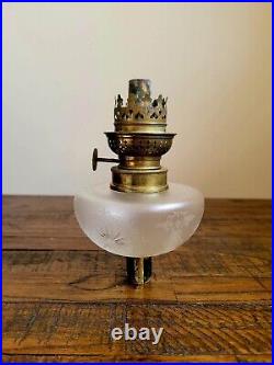Antique Victorian Spectacular Etched and Cut Glass Peg Oil Lamp with Burner
