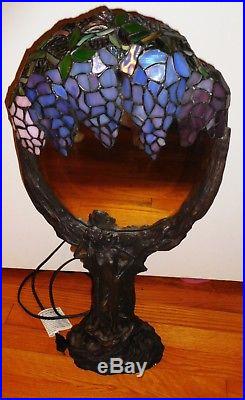 Antique Vintage Art Nouveau Stain Glass Figural Lamp Mirror