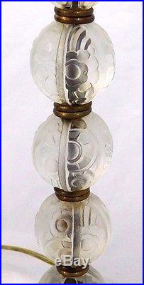 Antique/Vintage French Maibrunn SABINO Glass Lamp withHammered Bronze ART DECO