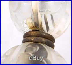 Antique/Vintage French Maibrunn SABINO Glass Lamp withHammered Bronze ART DECO