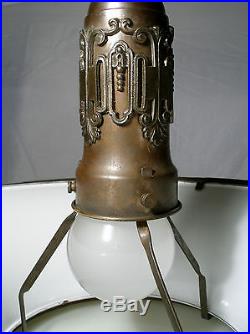 Antique Vintage Pendent Lamp milk glass enamel art deco ambient light