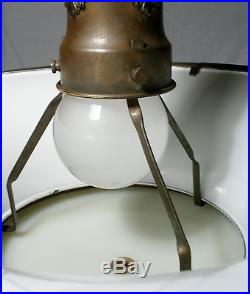 Antique Vintage Pendent Lamp milk glass enamel art deco ambient light
