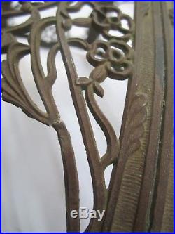 Antique Vtg Art Nouveau Cast Metal Floral Light Lamp Shade Frame Slag Glass