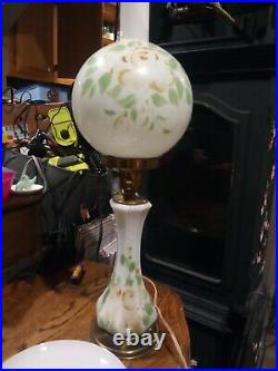 Antique/Vtg. Ball Shade Brass Electric Parlor Oil Lamp gone with the wind style