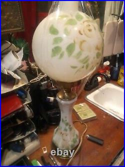 Antique/Vtg. Ball Shade Brass Electric Parlor Oil Lamp gone with the wind style