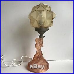 Antique Walther Sohne Rotterdam Table Lamp Art Deco Amber Peach BARGAIN PRICE