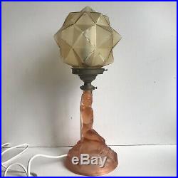 Antique Walther Sohne Rotterdam Table Lamp Art Deco Amber Peach BARGAIN PRICE