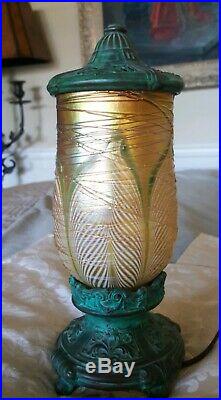 Antique Weidlich Bros Mfg Co Perfume Lamp 1920s Art Glass iridescent Deco Durand