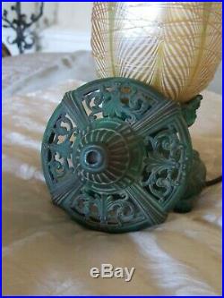 Antique Weidlich Bros Mfg Co Perfume Lamp 1920s Art Glass iridescent Deco Durand