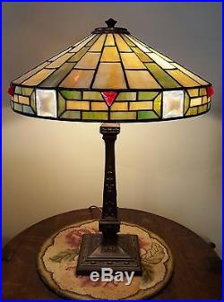 Antique Wilkinson Arts & Crafts Leaded Slag Art Glass Lamp Handel Tiffany Era