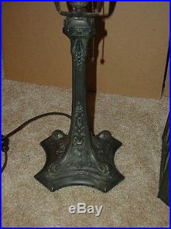 Antique Wilkinson Arts & Crafts Leaded Slag Stained Glass Handel Era Lamp NR