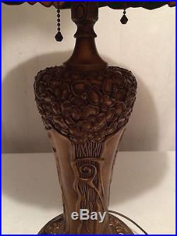 Antique arts crafts mission leaded slag glass Bradley hubbard handel era lamp nr