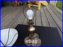 Antique c. 1930 Art Nouveau TABLE LAMP withOpalescent Glass HELMET SHADE