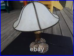 Antique c. 1930 Art Nouveau TABLE LAMP withOpalescent Glass HELMET SHADE