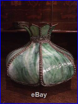 Antique slag glass victorian arts crafts leaded oil lamp bradley hubbard handel
