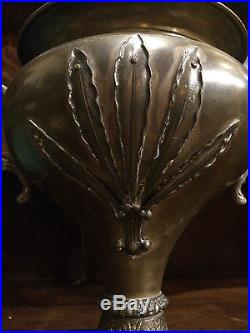 Antique slag glass victorian arts crafts leaded oil lamp bradley hubbard handel