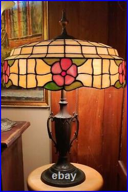Antique stained glass Lamp LAMB brothers, Chicago Mosaic, Tiffany, Handel