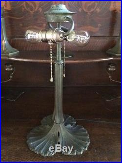 Antique vintage arts crafts mission leaded slag glass Bradley hubbard era lamp