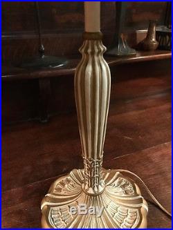 Antique vintage arts crafts victorian slag glass lamp handel bradley hubbard era